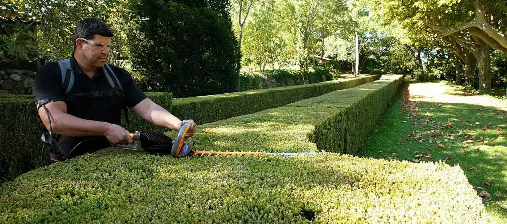 Un jardinier avec son coupe-bordure